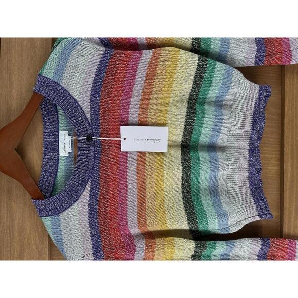 NWT Lovers & Friends Believe Cropped Sweater in Rainbow Sparkle Women’s Medium - Picture 5 of 15